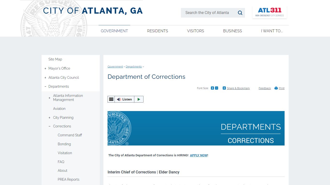 Department of Corrections | Atlanta, GA