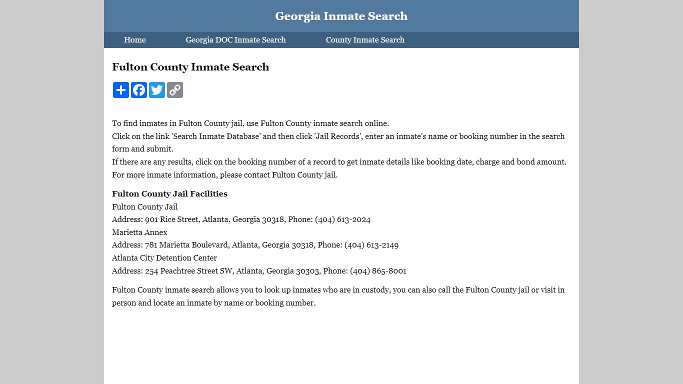 Fulton County Inmate Search